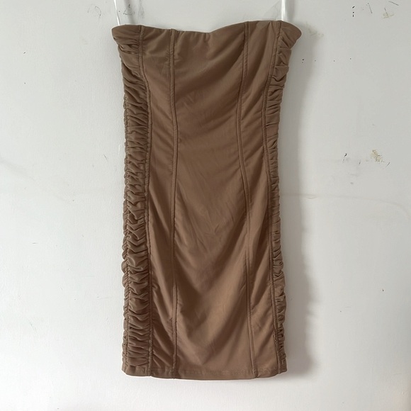 Princess Polly Clique Mini Dress in Beige - Picture 2 of 4